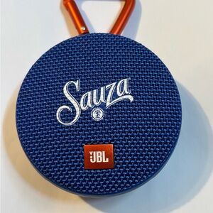JBL Blue Speaker with Orange Carabiner Tested And Working
